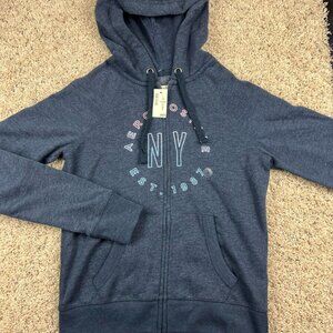 Aeropostale Blue Hoodie Small New York 1987 Full Zip With Pockets Hooded Casual